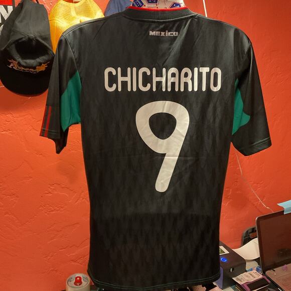 Official Bootleg 2010 Mexico Futbol Jersey Chicharito size medium black green - Picture 1 of 7